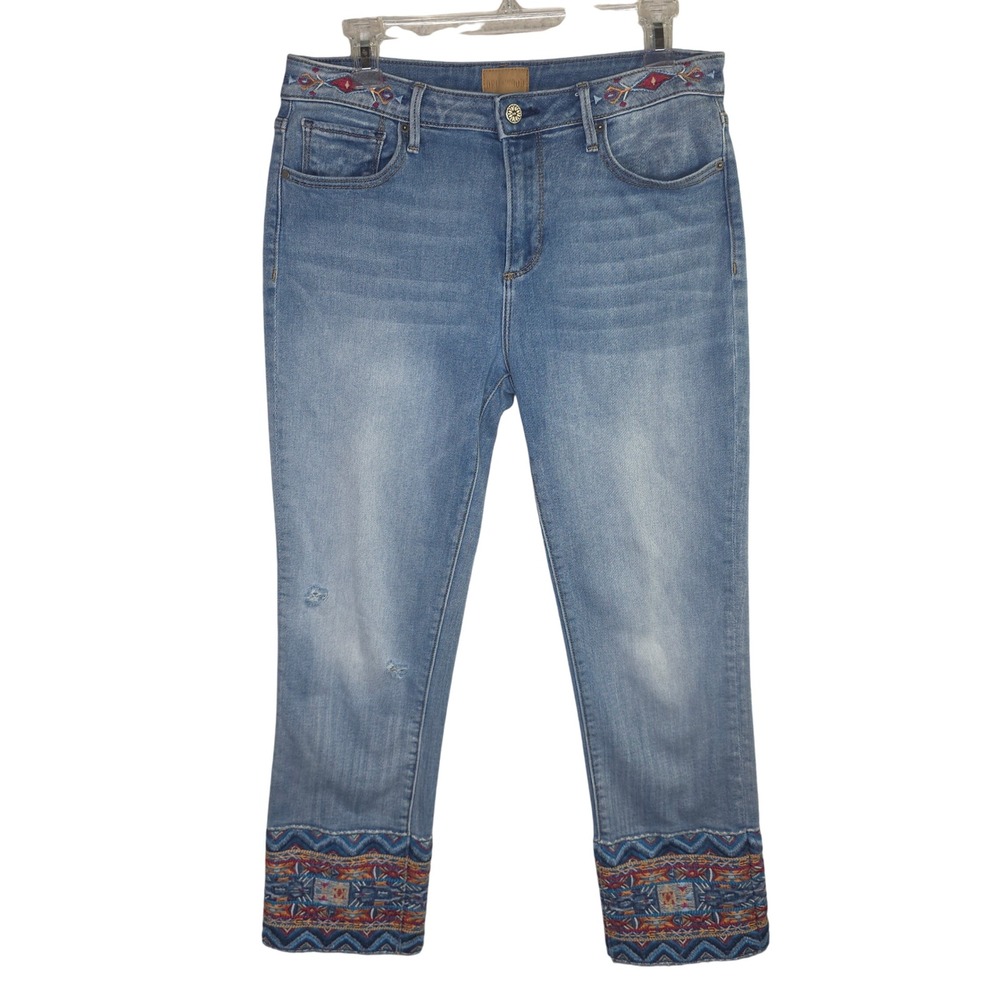 DRIFTWOOD Light Blue Embroidered Crop Jeans
